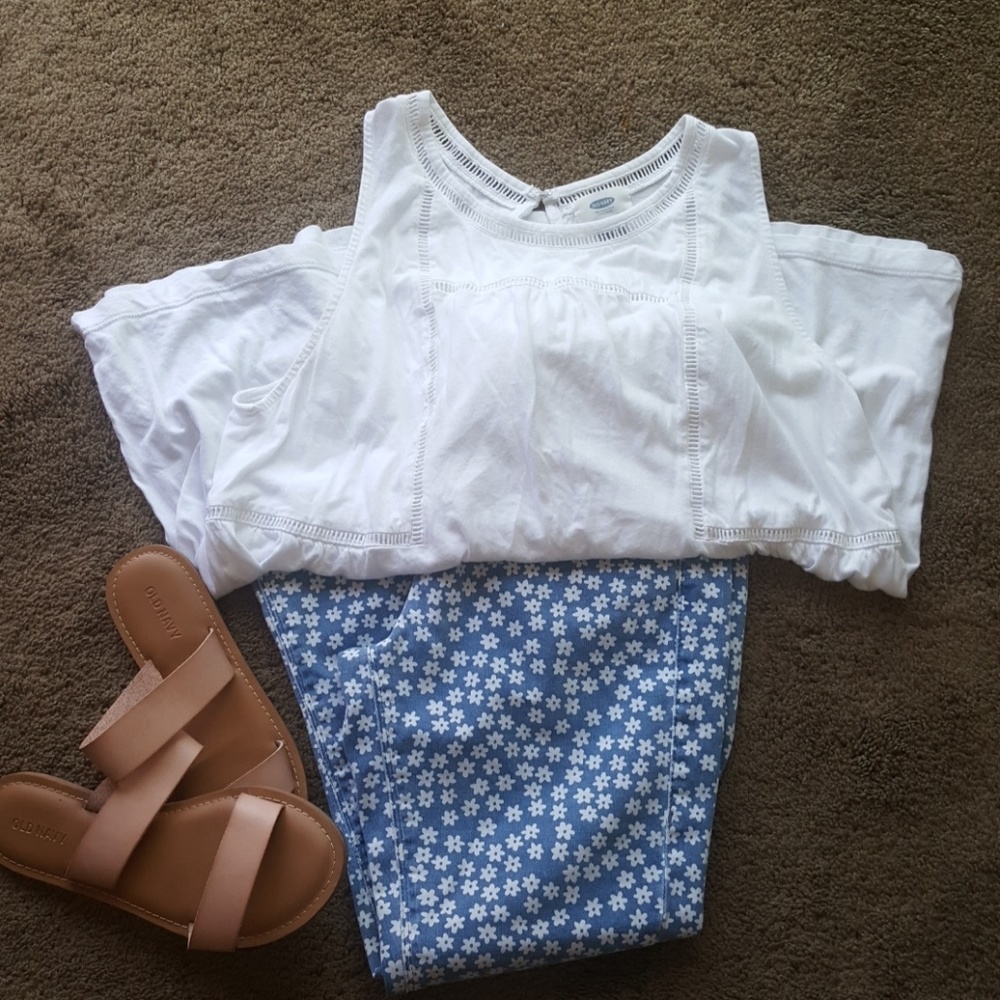 Floral print jeans